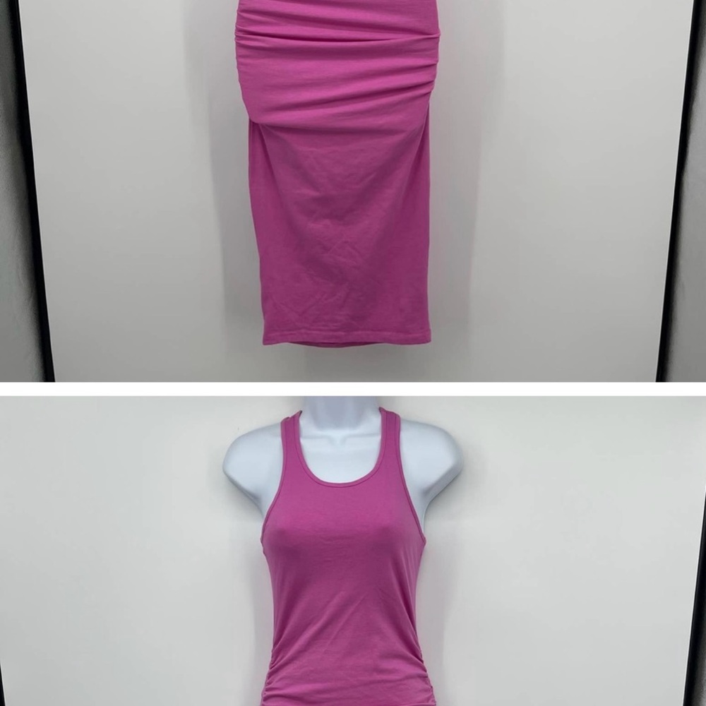 Michael Stars Pink Bodycon Midi Dress Womens XSmall Scoop Neck Barbiecore